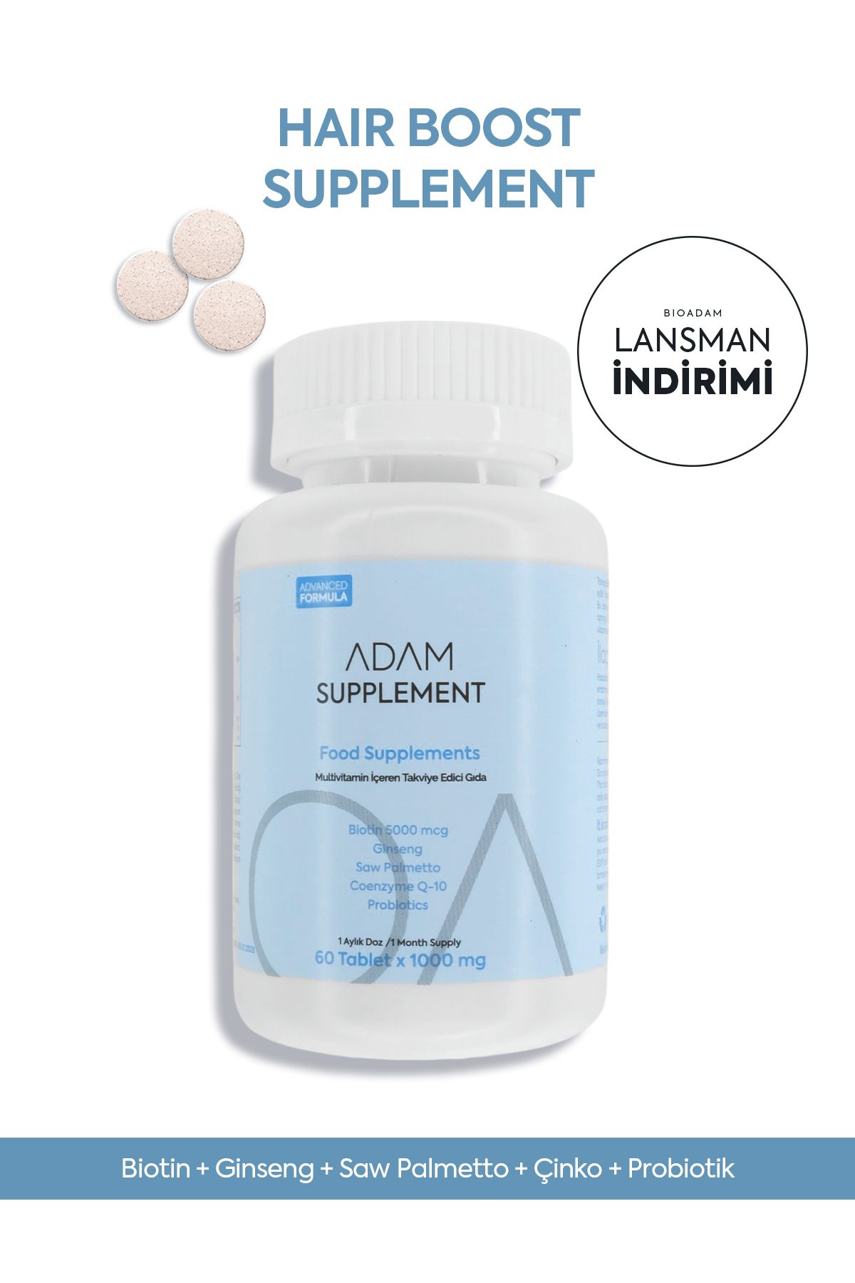 Bioadam Hair Boost Saç Güçlendirici Tablet 60 Adet