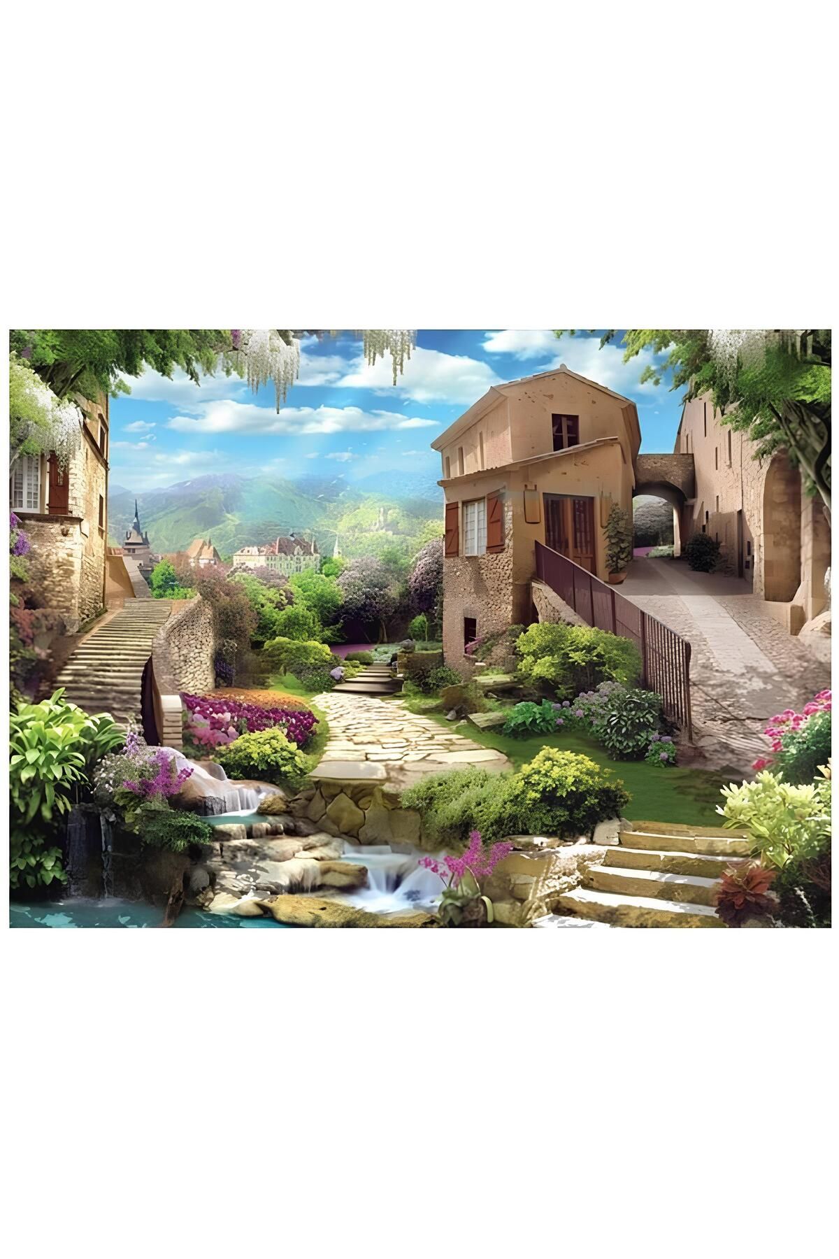 KILIÇASLAN SHOP BLUE FOCUS 1000 PARÇA PUZZLE ESKİ EVLER VE ÇİÇEKLER