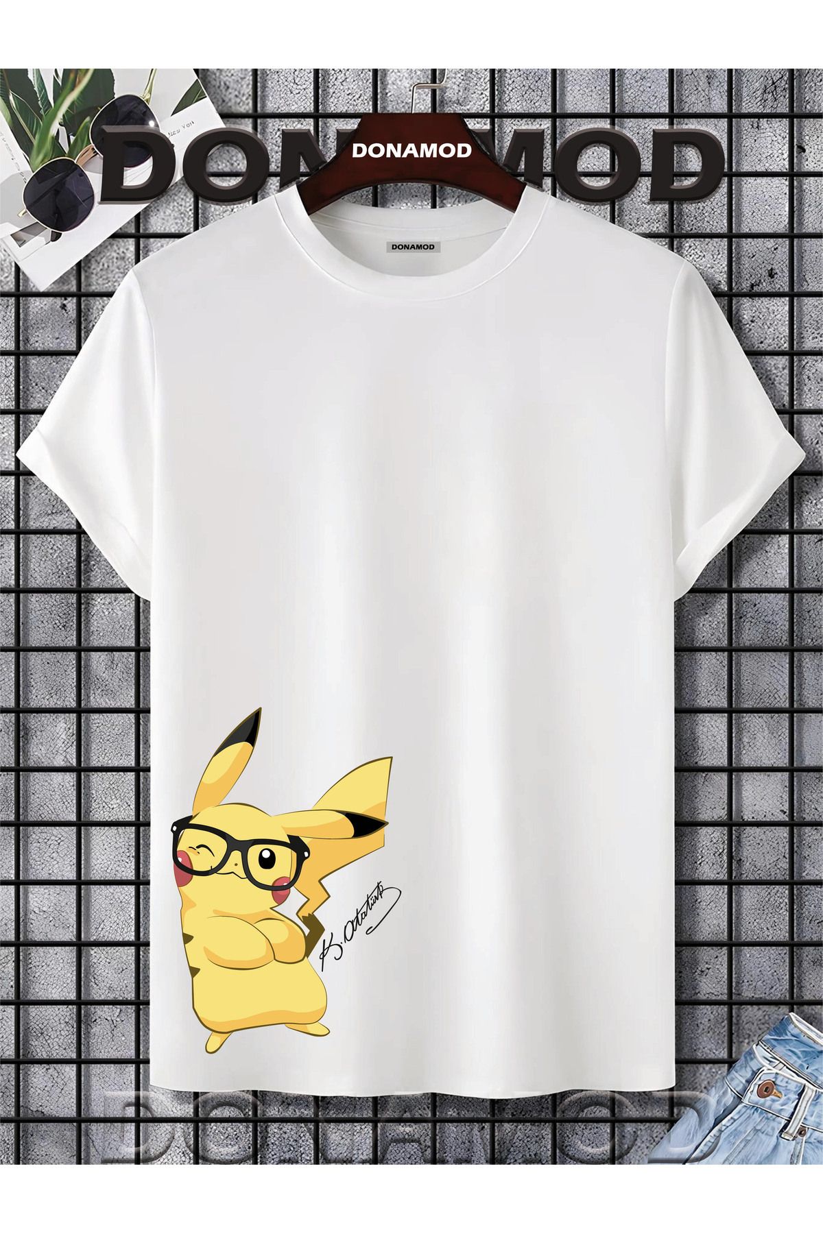 donamod Pikachu Pikaçu Pokemon Maske Çizgi Film Sarı Tasarımlı Hediye Arkadaş Tişört T shirt