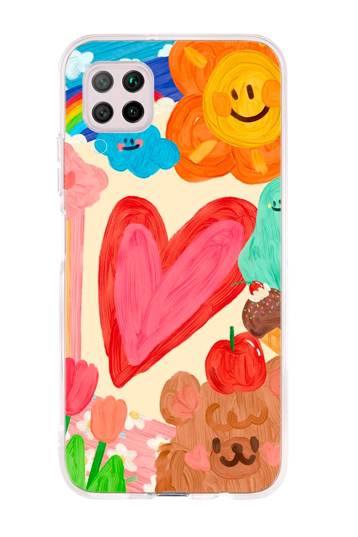 mooodcase Huawei P40 Lite Uyumlu Funny Desenli Şeffaf Silikonlu Telefon Kılıfı