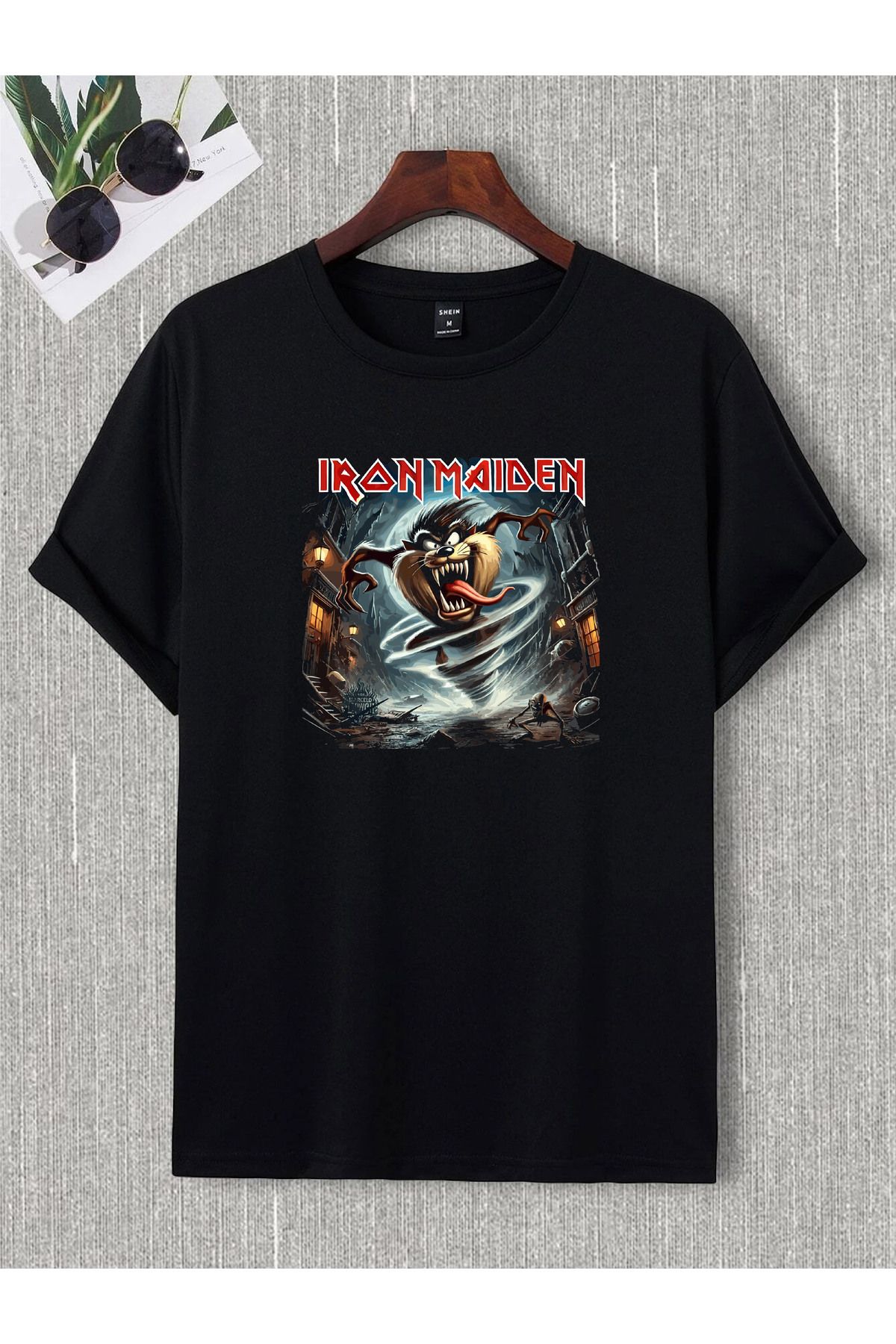 donamod Unisex Oversize Iron Madıen Black Sabbath Ac Dc Metallıca Pantera Slipknot Rock Metal Tişört T shirt