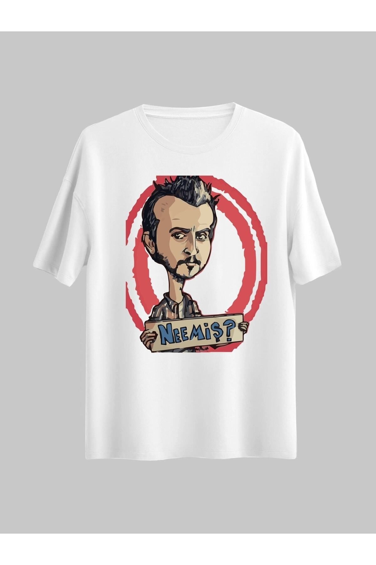 donamod Unisex Mecnun Beyaz Regular Tshirt