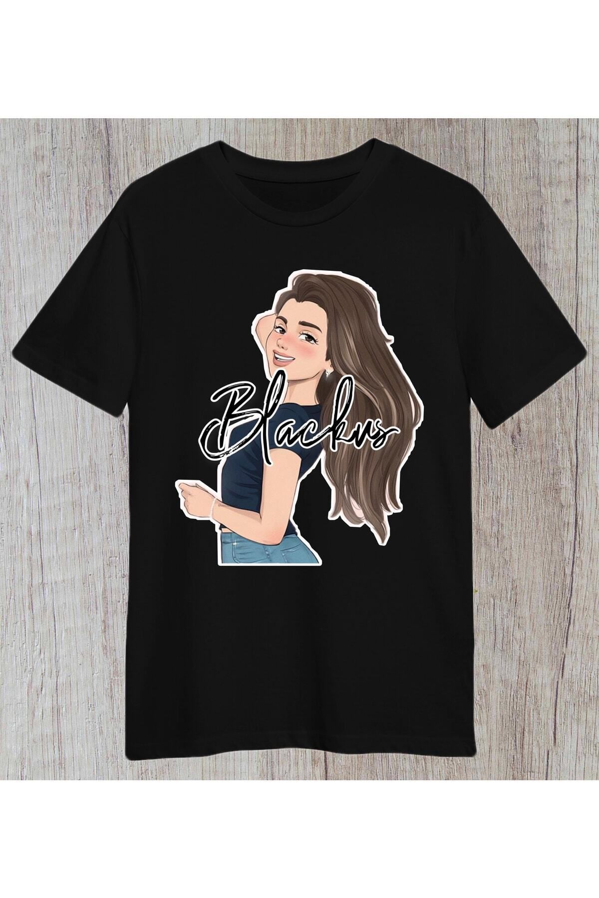 donamod Kadın Siyah Baskılı Tshirt