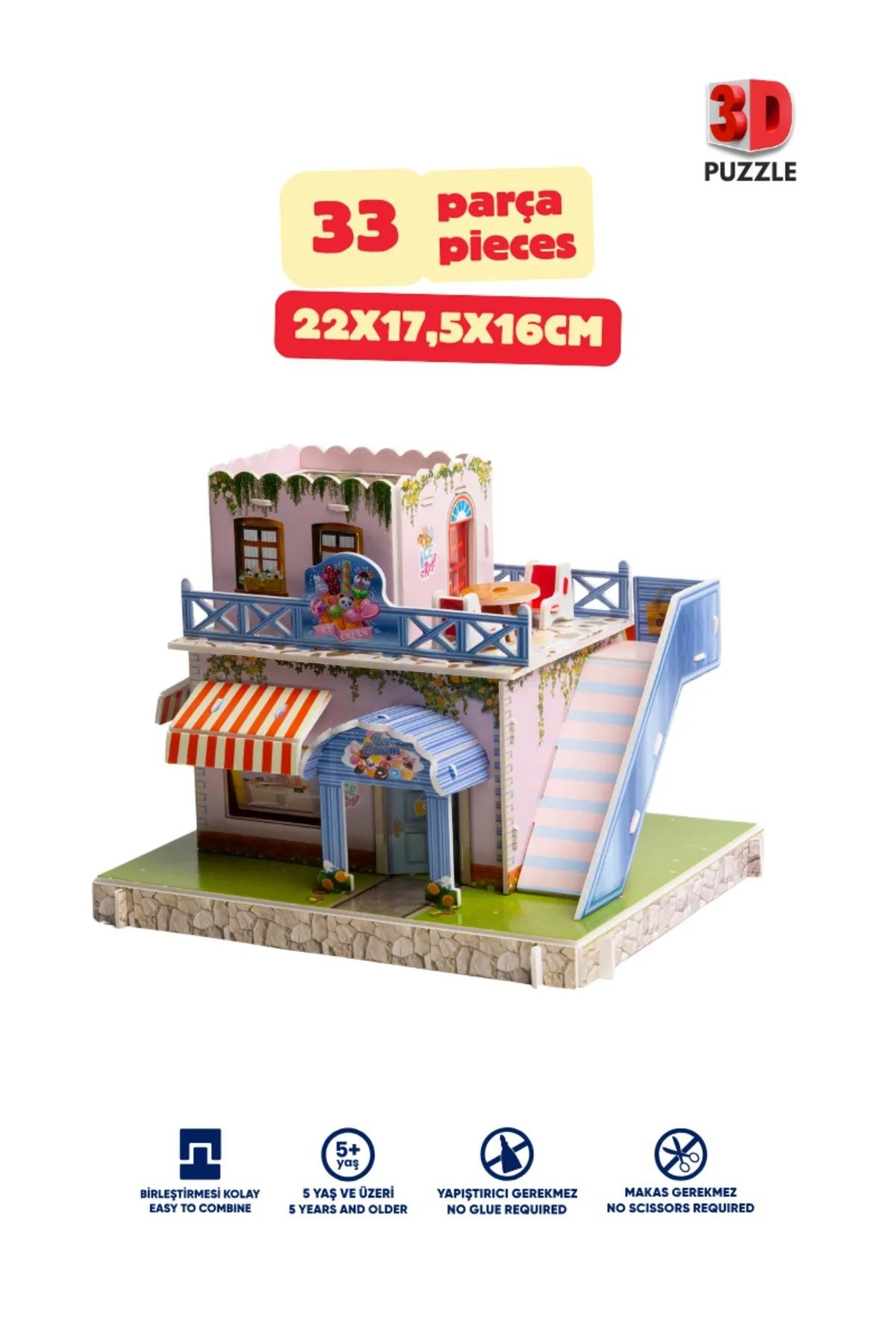 COLORPAK ICE CREAM EV 3 Boyutlu Eğitici Puzzle 3d Karton Yapboz