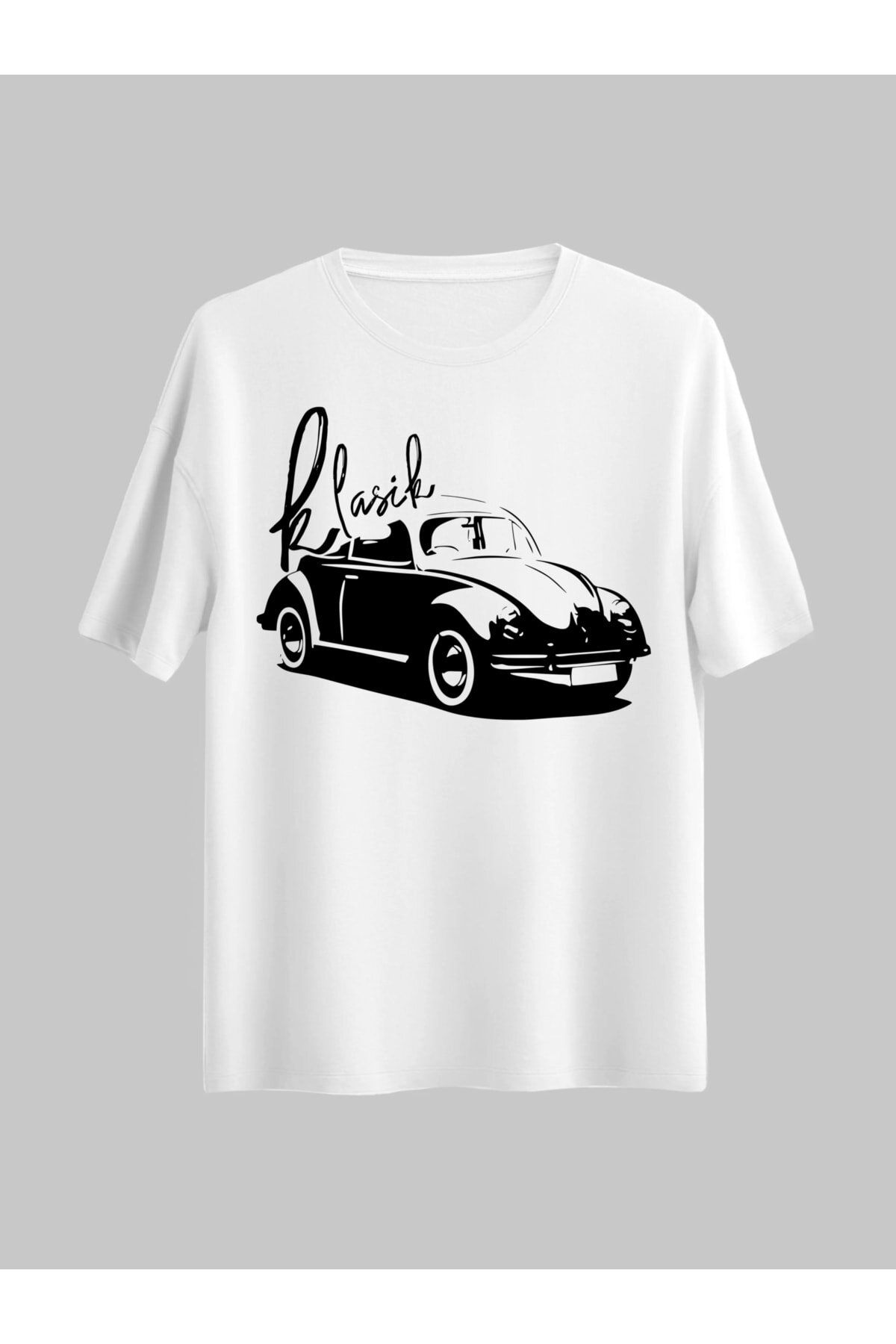 donamod Unisex Klasik Vosvos Beyaz Regular Tshirt