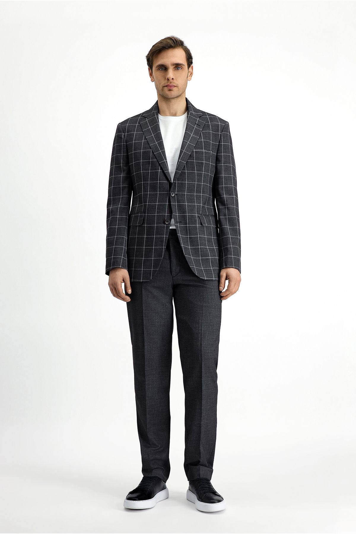 Kiğılı Slim Fit Dar Kesim Kareli Kombinli Takım Elbise