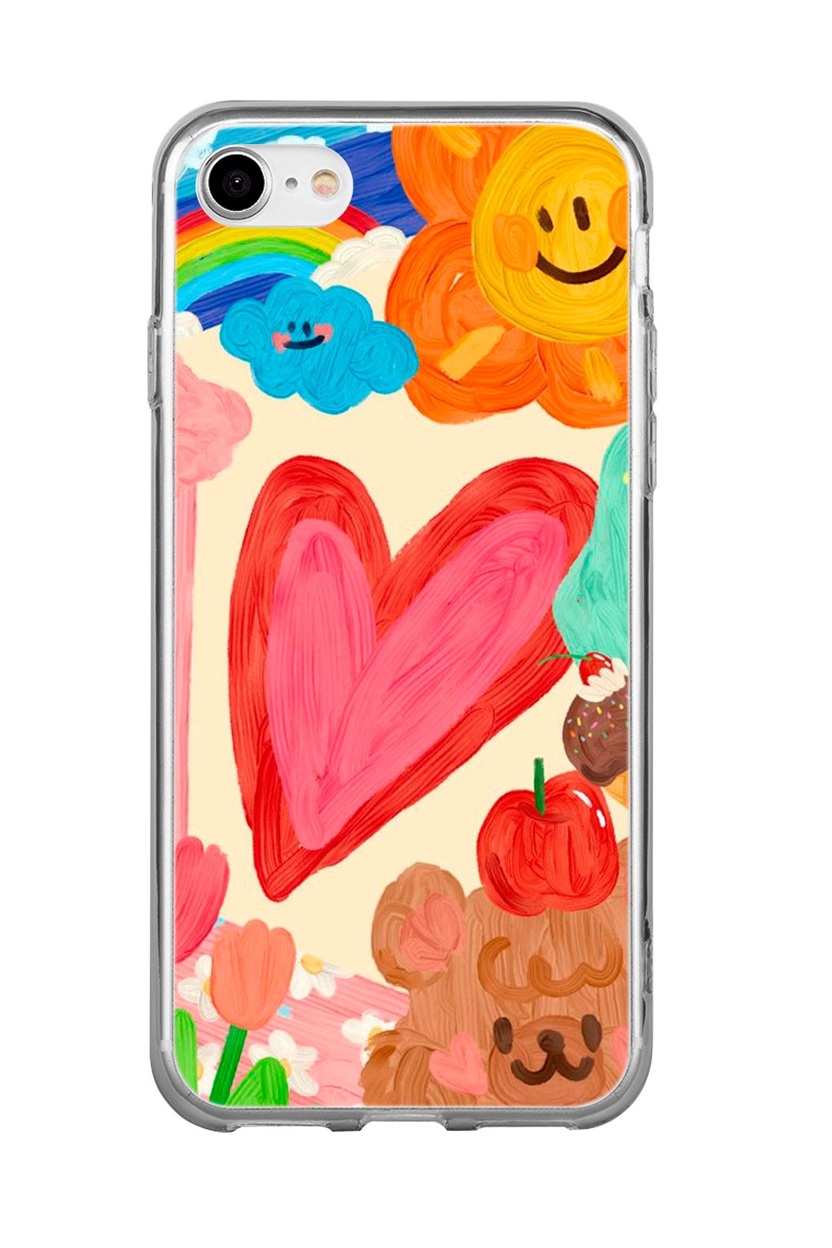 mooodcase iPhone 7 / 8 / SE Uyumlu Funny Desenli Şeffaf Silikonlu Telefon Kılıfı