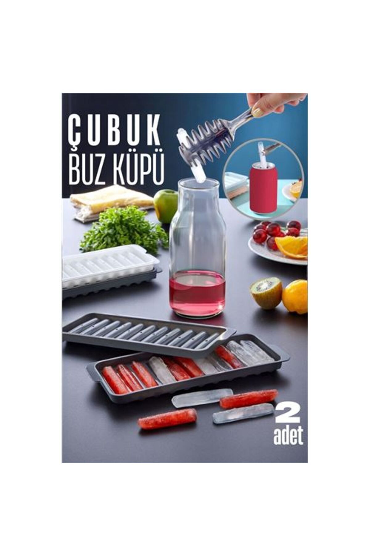 Skygo Buz Kalıbı ÇUBUK İçecek Buz Kalıbı - Mutfak Buz Kalıbı Kolay Çıkarılır Buz Kalıbı 2 ADET