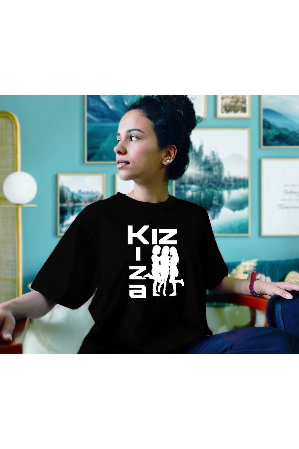 donamod Oversize Kız Kıza Siyah Tshirt