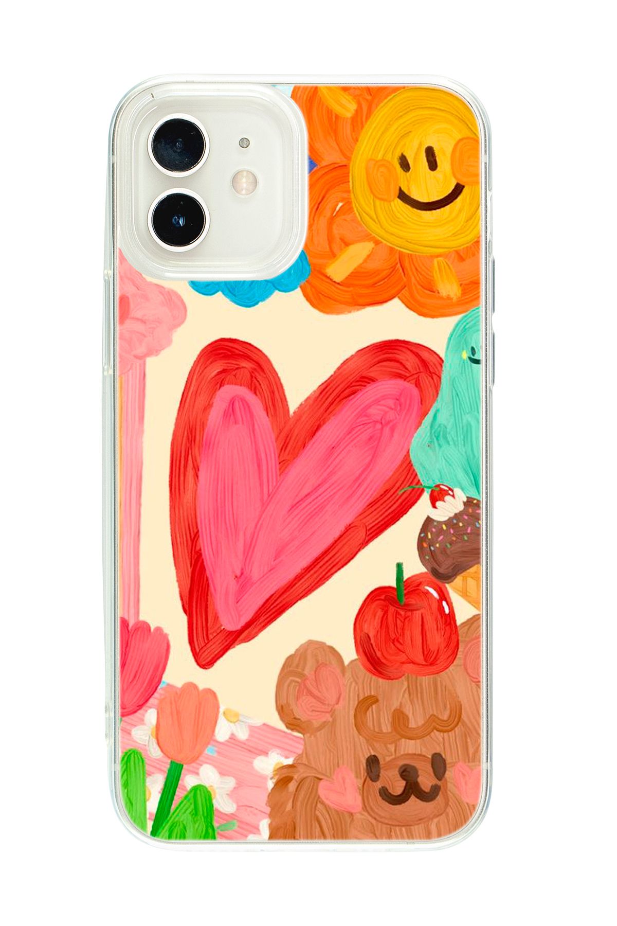 mooodcase iPhone 12 Uyumlu Funny Desenli Şeffaf Silikonlu Telefon Kılıfı