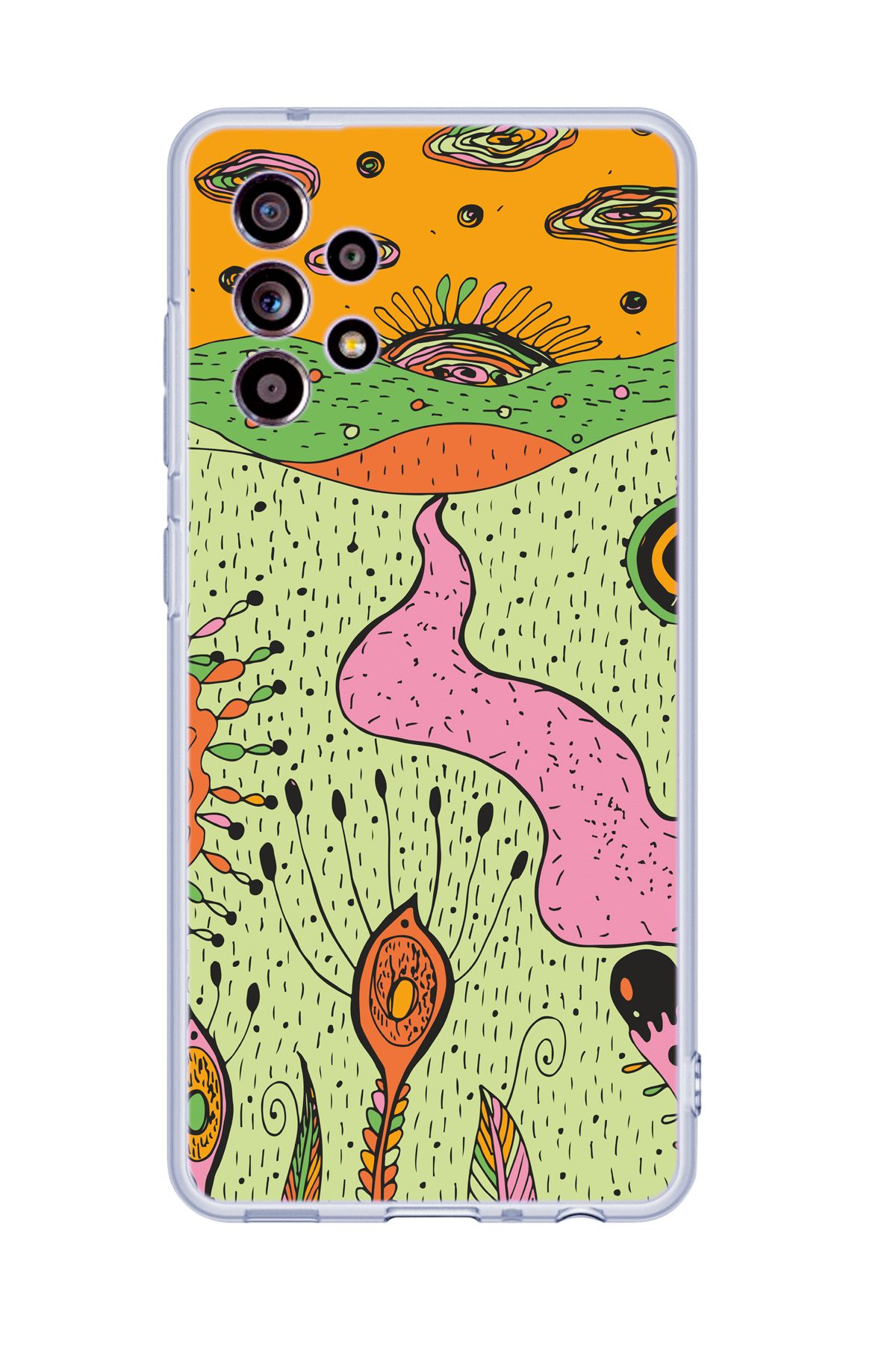mooodcase Galaxy A32 Uyumlu Renkli Düşler Desenli Şeffaf Silikonlu Telefon Kılıfı