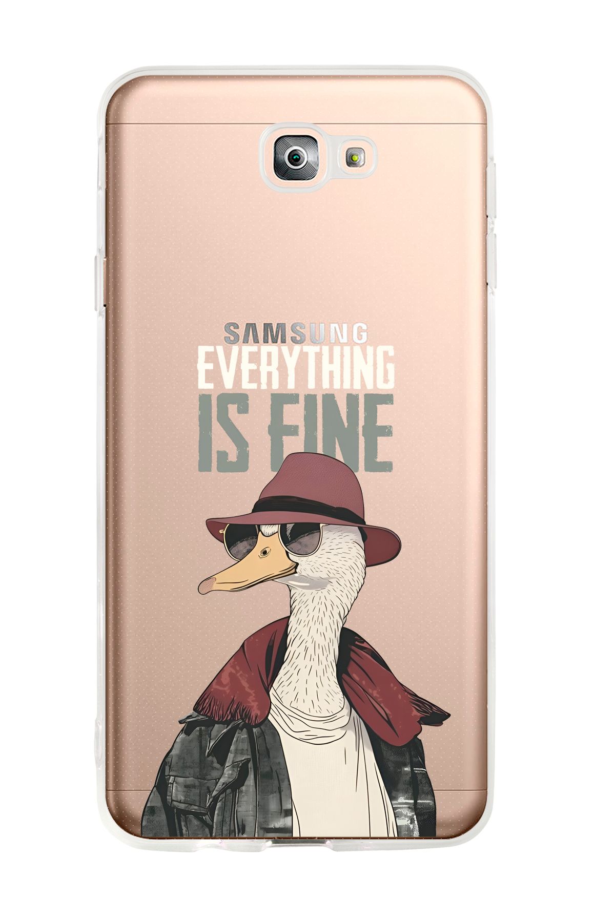 mooodcase Galaxy J7 Prime Uyumlu Everything is Fine Desenli Şeffaf Silikonlu Telefon Kılıfı