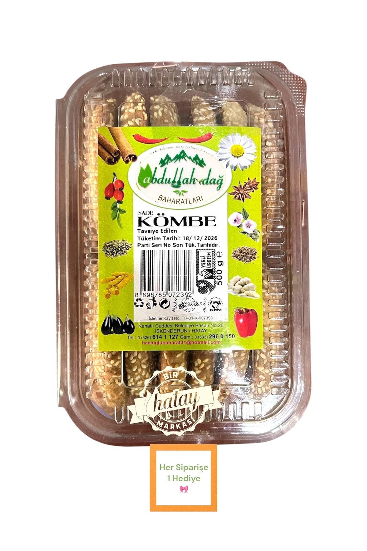 ABDULLAH DAĞ Hatay Yöresinden Kurabiye Ev Yapımı Sade Kömbe 500 Gr - 1/2 Kg