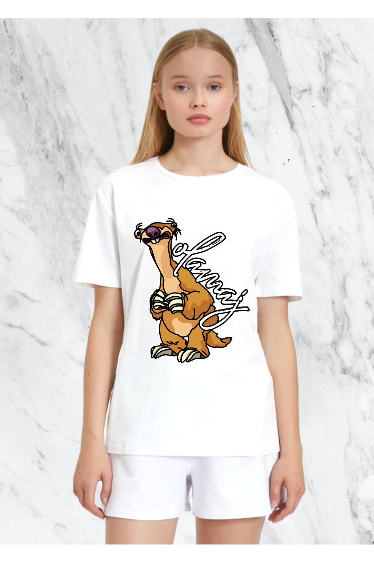 donamod Kadın Buz Devri Sid Olamaz Tasarım Regular Tshirt