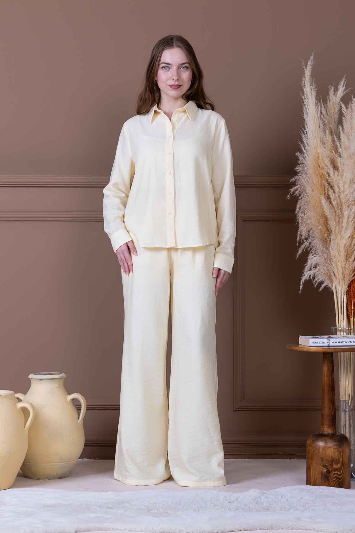 Meşe Moda butter yellow takım