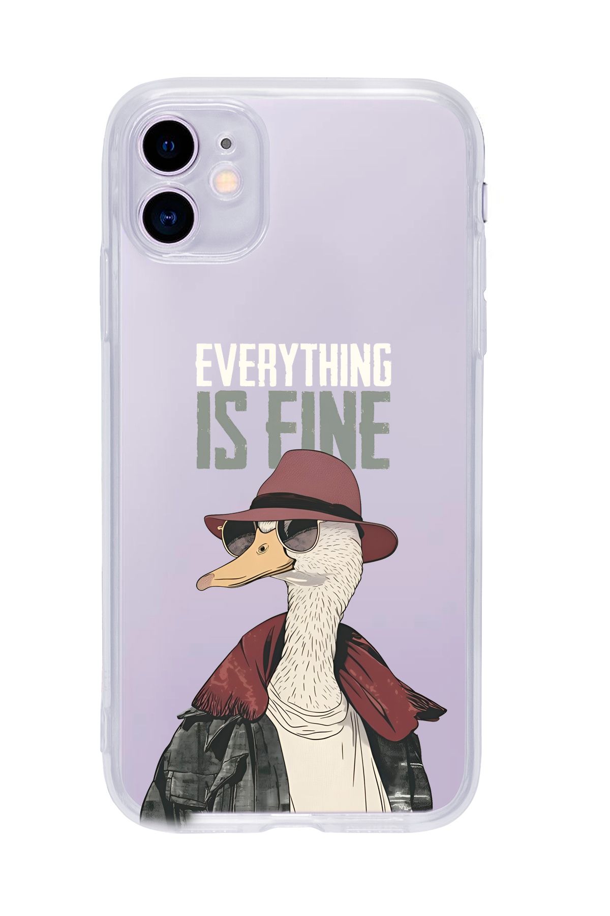 mooodcase iPhone 11 Uyumlu Everything is Fine Desenli Şeffaf Silikonlu Telefon Kılıfı