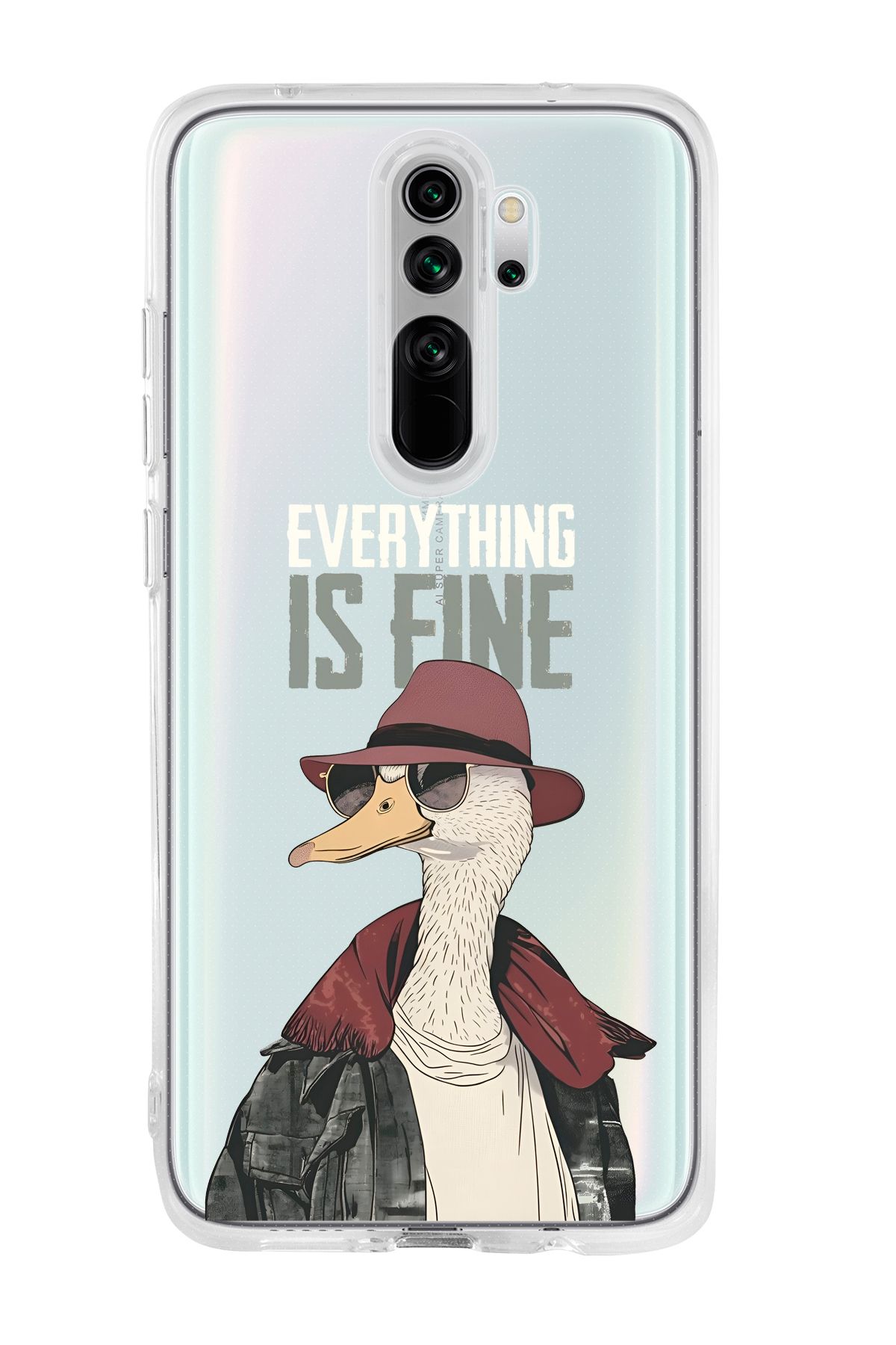 mooodcase Xiaomi Redmi Note 8 Pro Uyumlu Everything is Fine Desenli Şeffaf Silikonlu Telefon Kılıfı