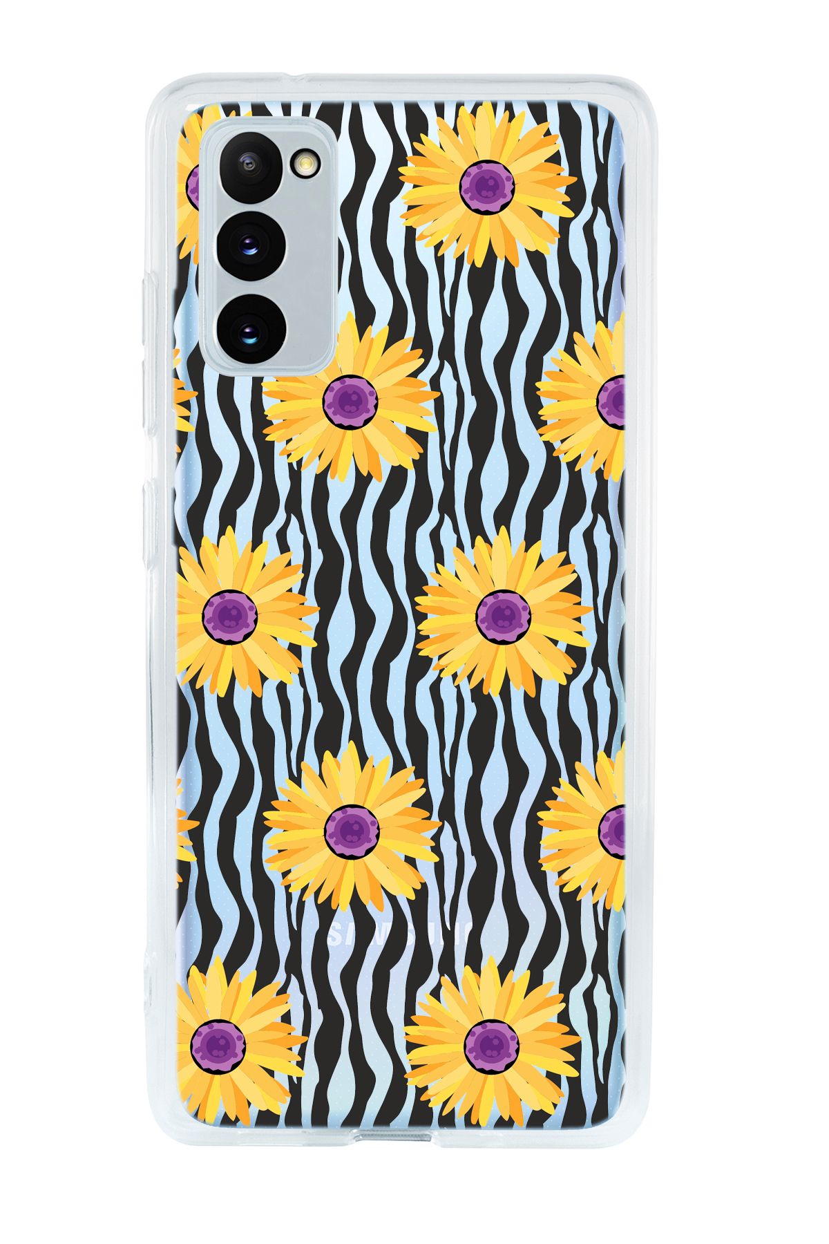 mooodcase Galaxy S20 FE Uyumlu Sarı Papatyalar Desenli Şeffaf Silikonlu Telefon Kılıfı