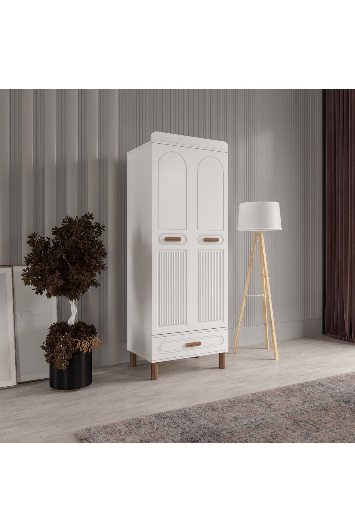 AKA HOME Cemre 2 Kapaklı Mdf Çekmeceli Gardırop