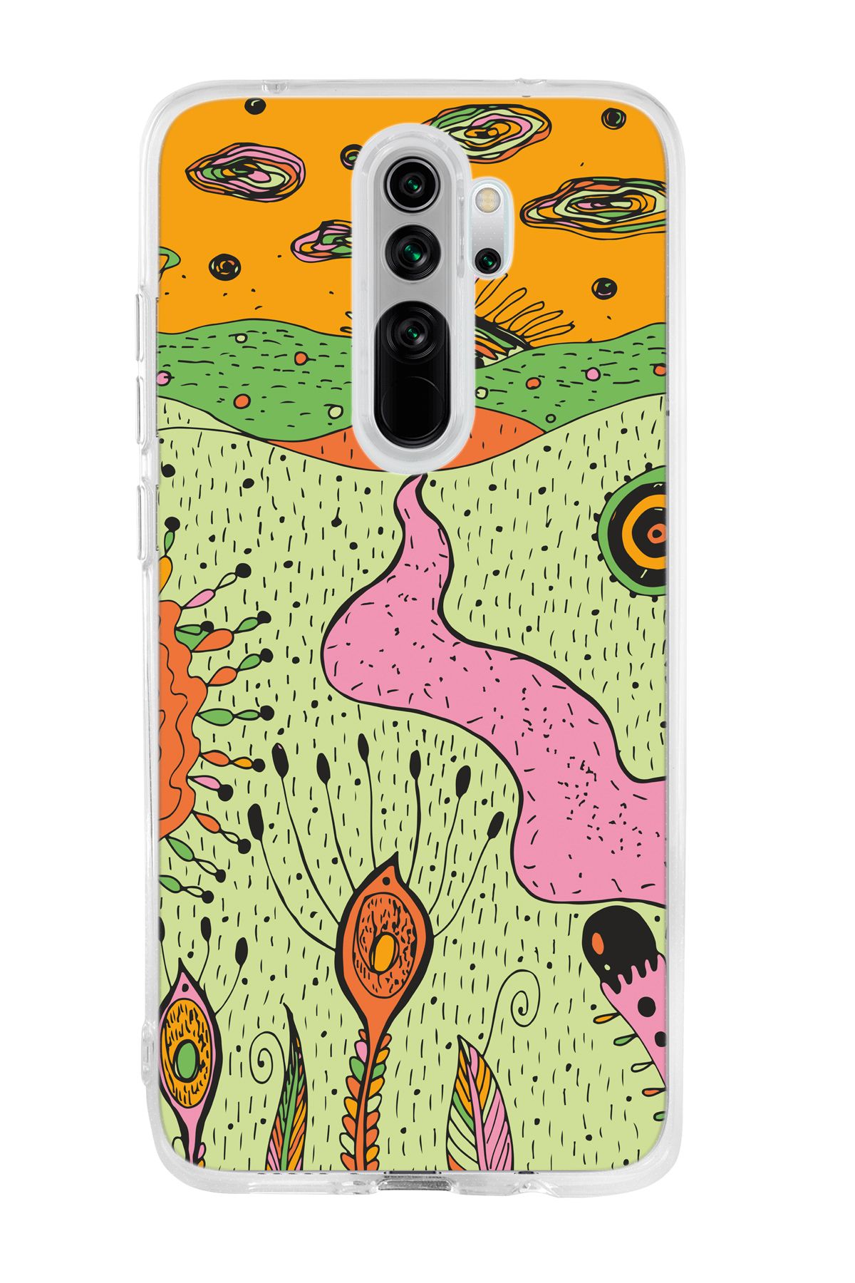 mooodcase Xiaomi Redmi Note 8 Pro Uyumlu Renkli Düşler Desenli Şeffaf Silikonlu Telefon Kılıfı