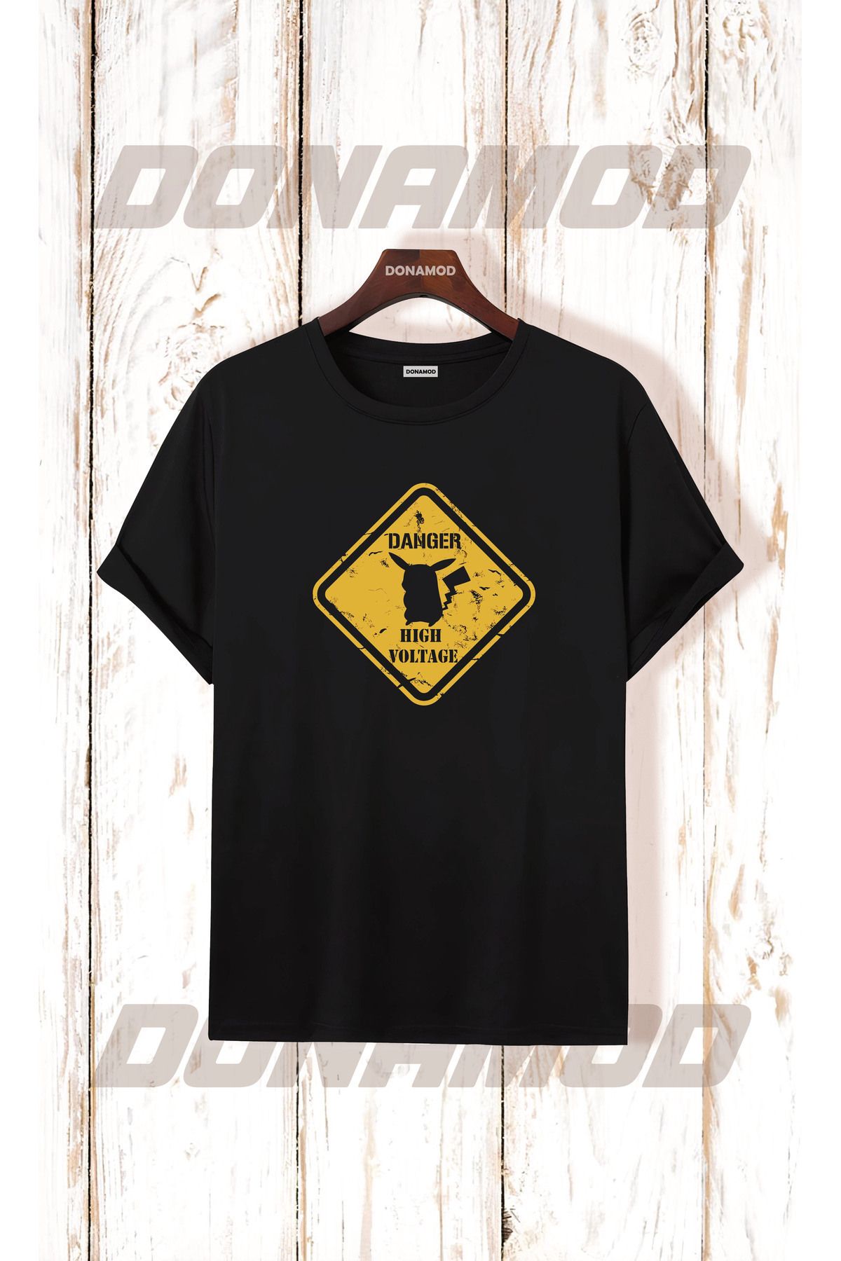 donamod Pikachu Pikaçu Pokemon Maske Çizgi Film Sarı Tasarımlı Hediye Arkadaş Tişört T shirt