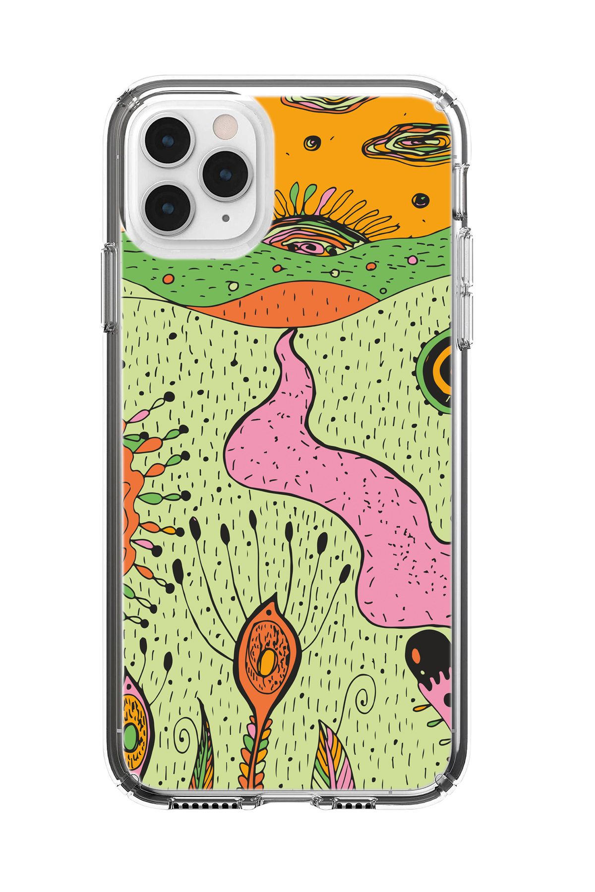 mooodcase iPhone 11 Pro Uyumlu Renkli Düşler Desenli Şeffaf Silikonlu Telefon Kılıfı