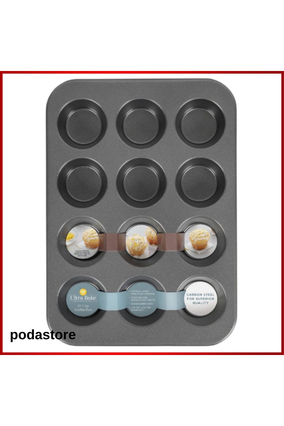 podastore Fırına Dayanıklı 12 Gözlü Muffin Kalıbı – Pratik ve Yapışmaz Kullanım