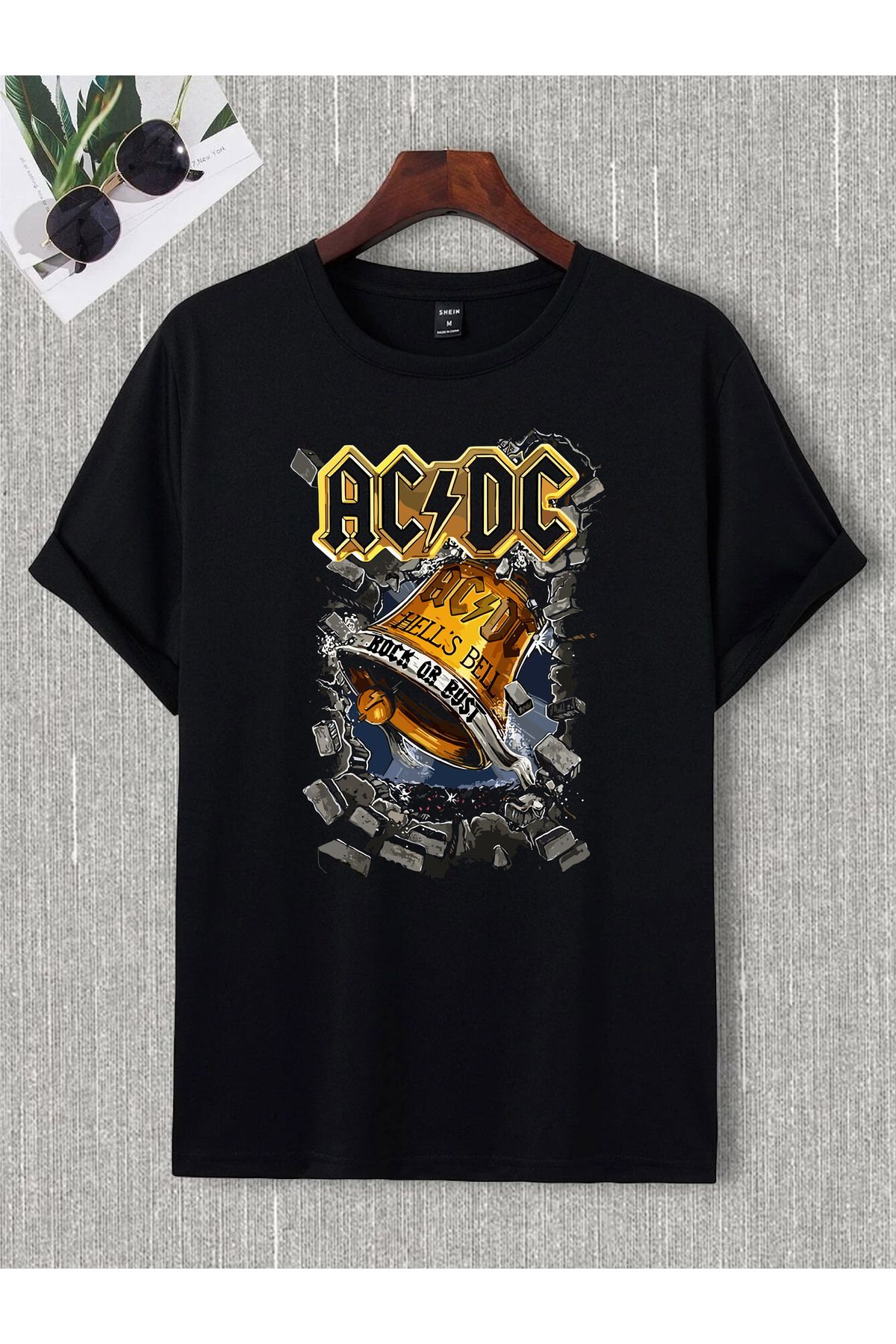 donamod Unisex Oversize Ac Dc Black Sabbath Iron Madıen Metallıca Pantera Slipknot Rock Metal Tişört T shirt