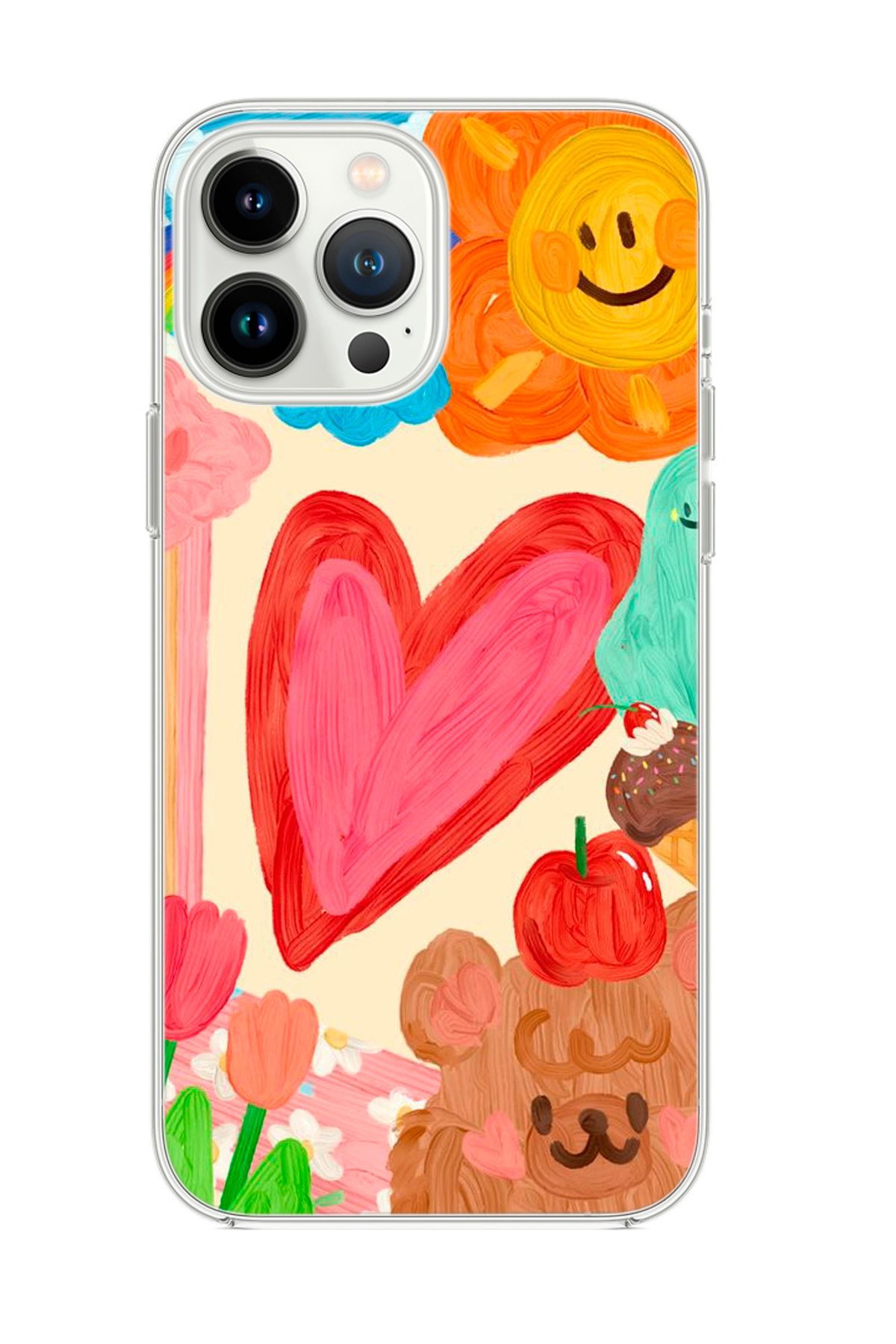 mooodcase iPhone 13 Pro Uyumlu Funny Desenli Şeffaf Silikonlu Telefon Kılıfı