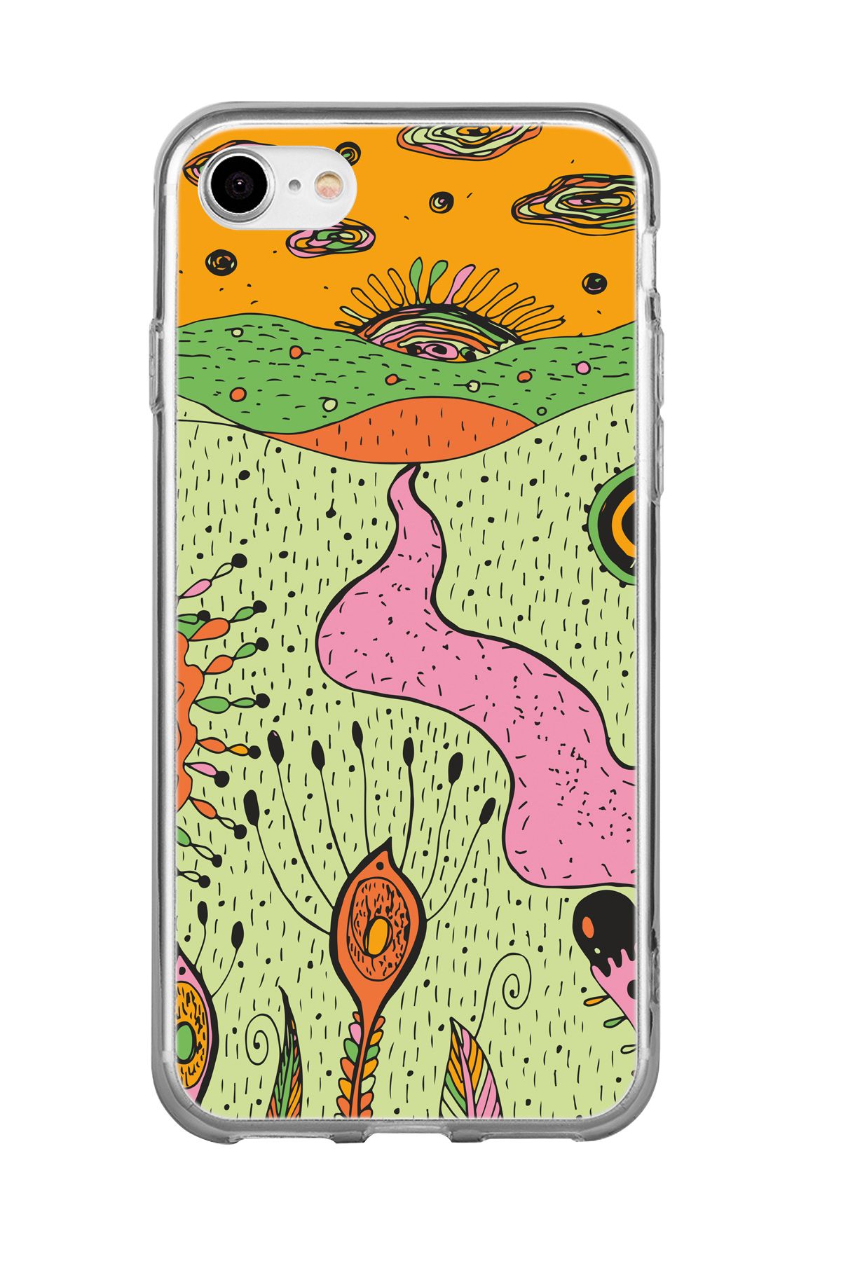 mooodcase iPhone 7 / 8 / SE Uyumlu Renkli Düşler Desenli Şeffaf Silikonlu Telefon Kılıfı