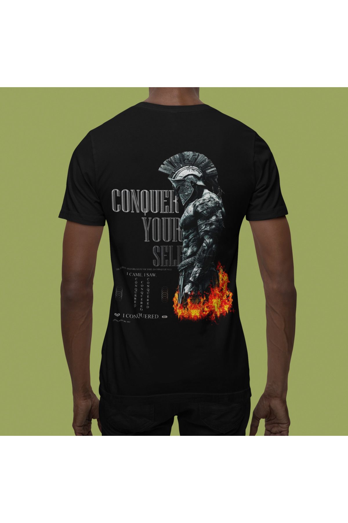 MAGORS CONQUER SIRT BASKILI BİSİKLET YAKA PAMUKLU OVERSIZE KALIP KISA KOLLU ERKEK TSHIRT