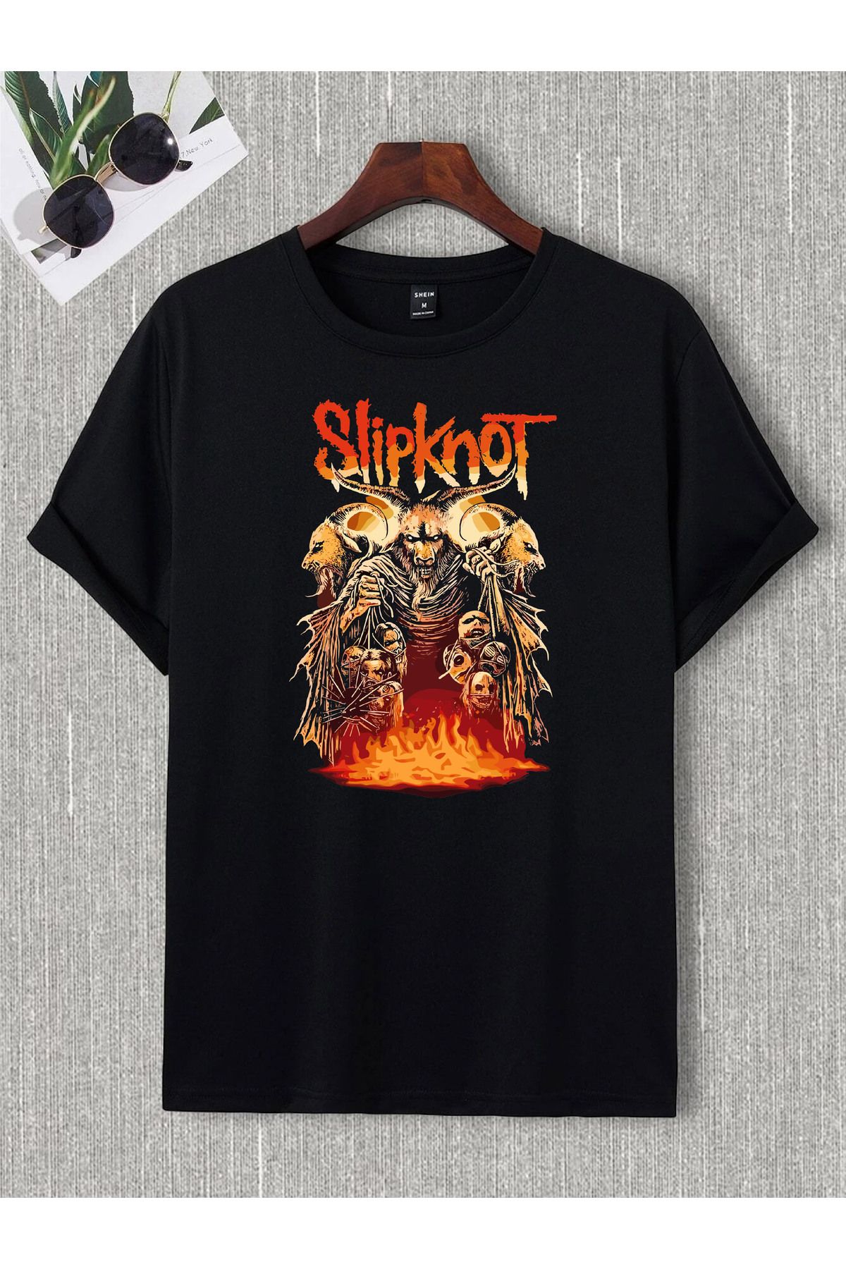 donamod Unisex Oversize Slipknot Pantera Metallıca Iron Madıen Black Sabbath Ac Dc Rock Metal Tişört T shirt