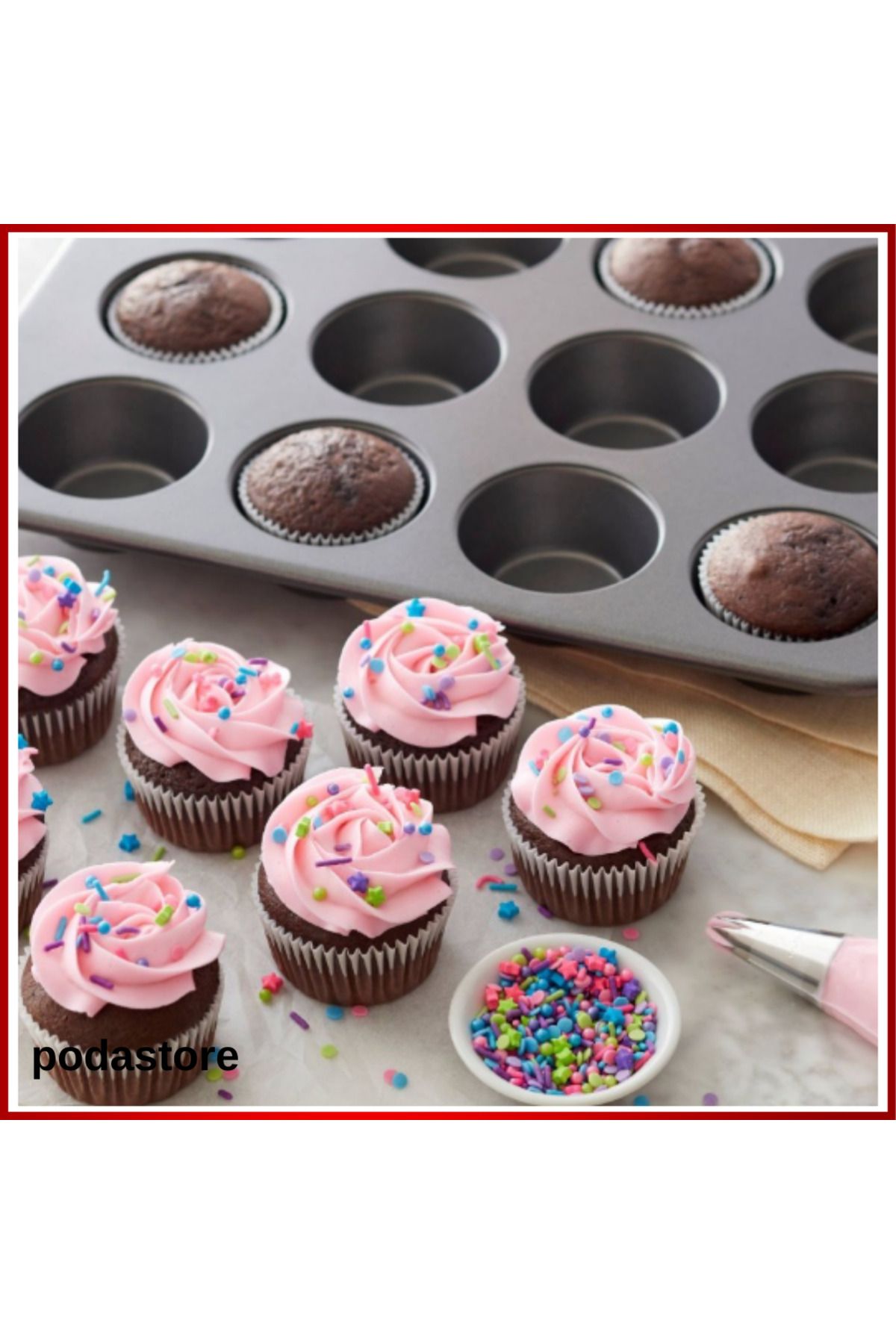 podastore 12’li Cupcake Kalıbı – Muffin ve Tatlılar İçin Yanmaz Yapışmaz Kalıp