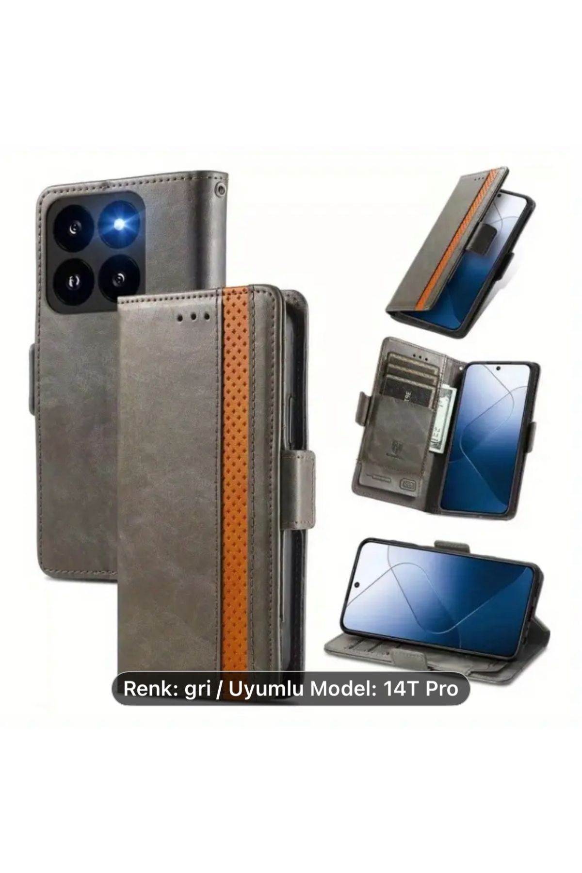 Store Xiaomi Not 14 T Pro Kılıf 360' Tam Koruma Cüzdan Kartvizitli Stand Özellikli Deri Kapak
