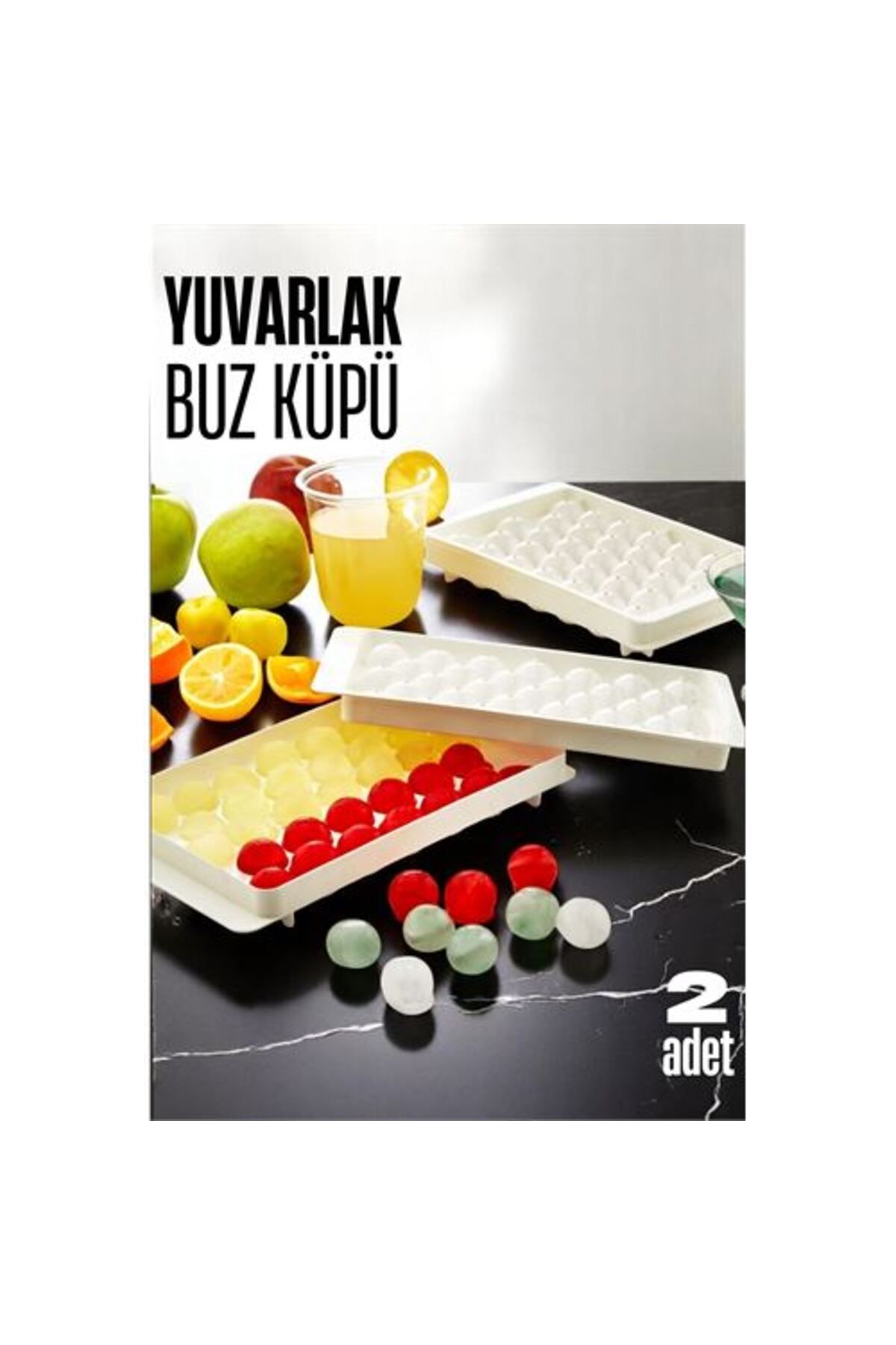 Skygo Buz Kalıbı YUVARLAK İçecek Buz Kalıbı - Mutfak Buz Kalıbı Kolay Çıkarılır Buz Kalıbı 2 ADET