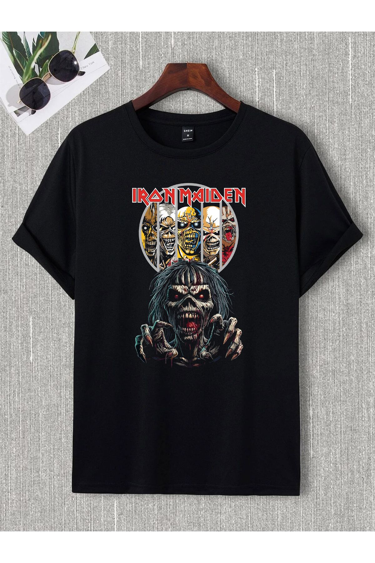 donamod Unisex Oversize Iron Madıen Black Sabbath Ac Dc Metallıca Pantera Slipknot Rock Metal Tişört T shirt