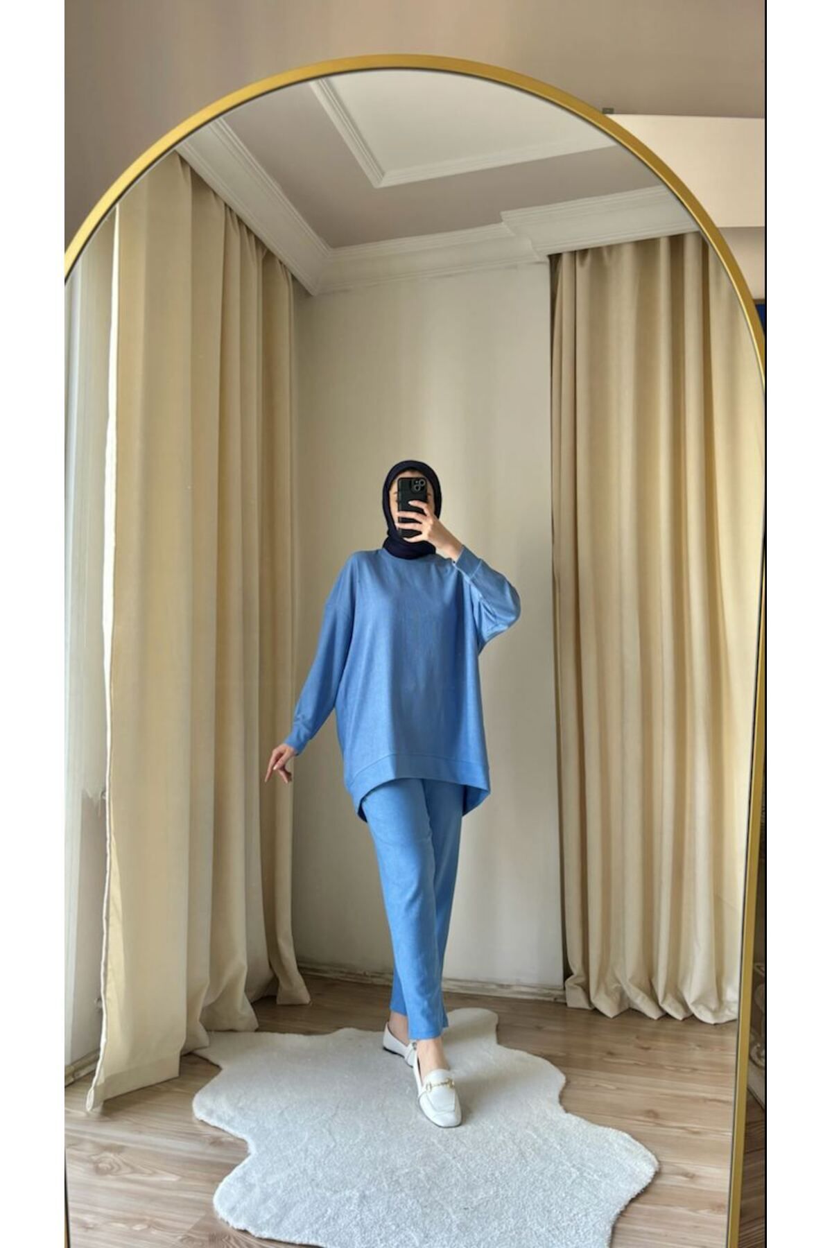 Suede Style 9105 - Şık Rahat Kadın Özel İnce Kumaş Pantolon Bluz Takımı
