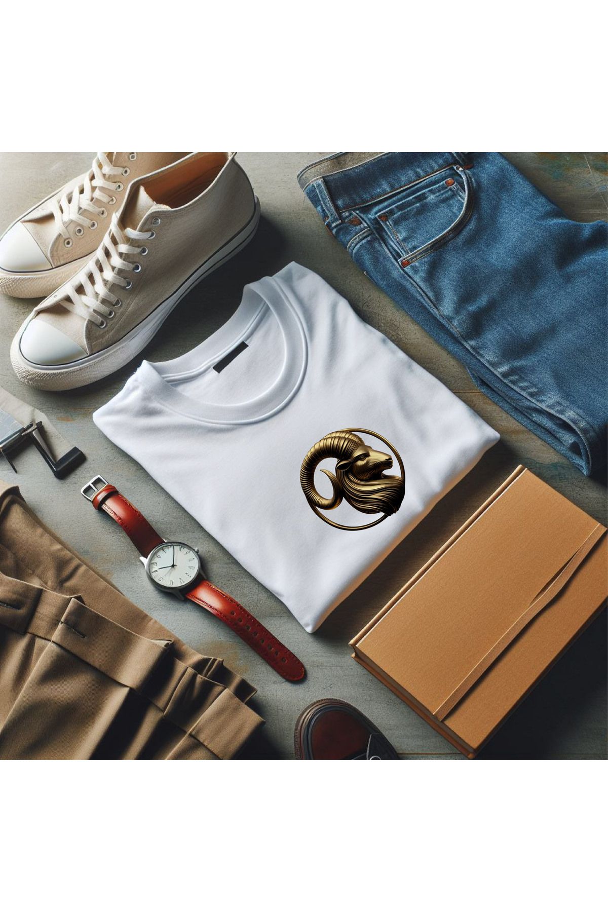 donamod Unisex Oversize Siyah Beyaz Oğlak Burcu Astroloji Hediye Doğum Günü Tasarımlı T-shirt Tişört