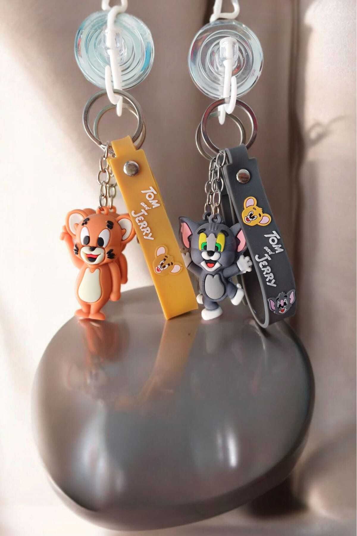 BlcBoutique Tom ve Jerry Anahtarlık Seti – Sevimli Çift Figürlü Silikon Anahtarlık (2’li Set)