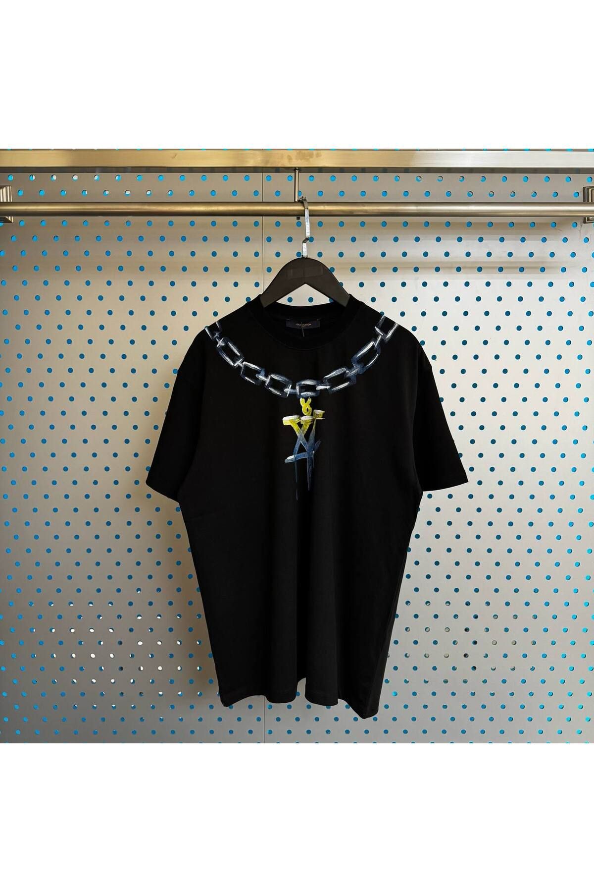 JESSE STORY Kadın Erkek Unisex Özel "LV" Baskı Tasarım T-shirt