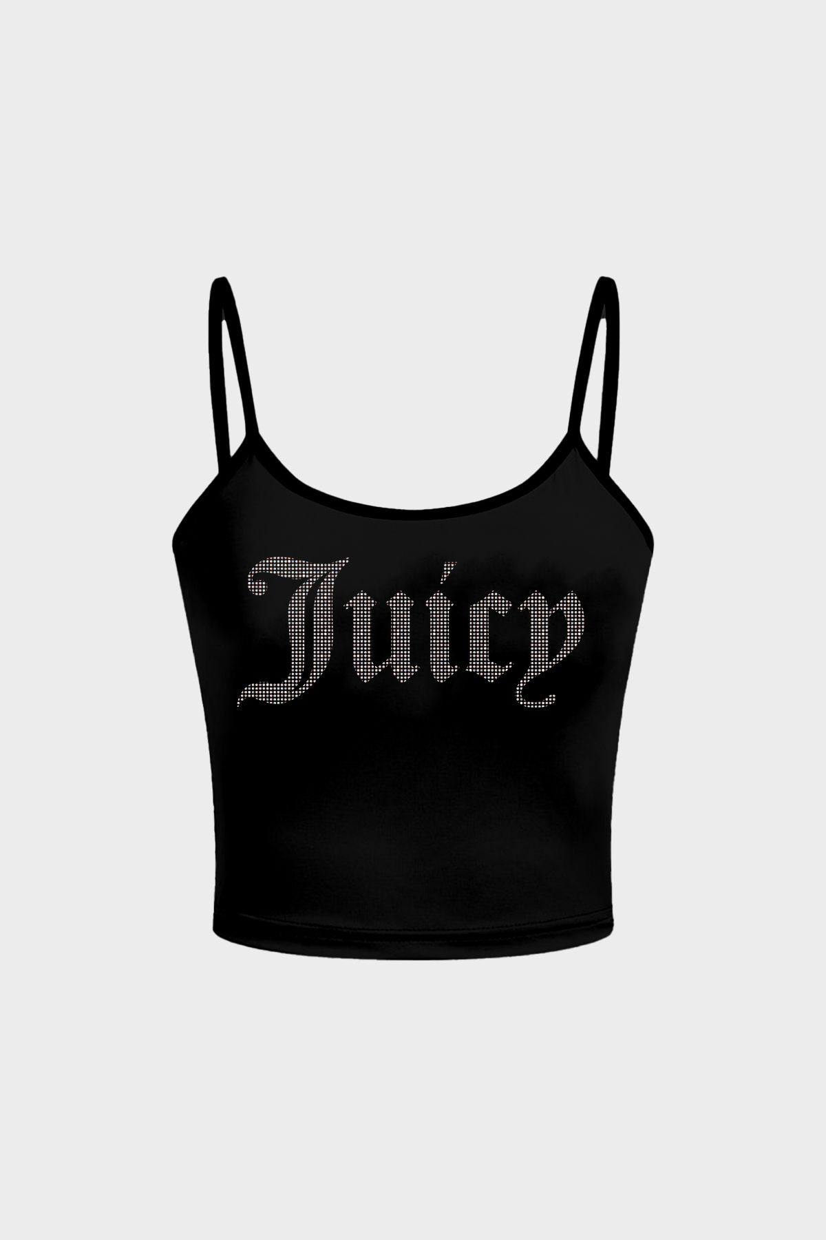 3 ROPE Juicy Taş Baskılı Rhinestone Kadın Tank Top Askılı Crop Bluz
