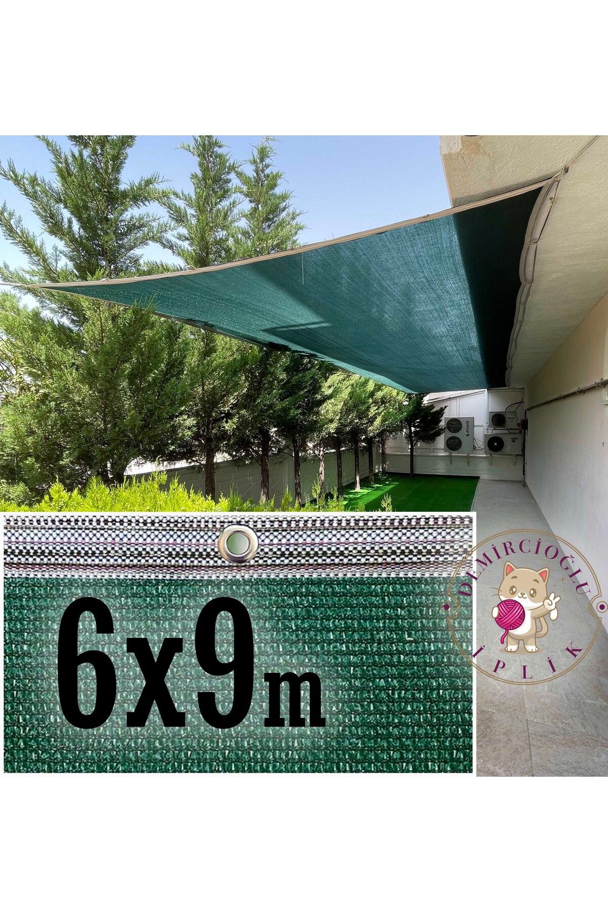 Demircioğlu İplik Gölgelik File 6 Metre'lik Seri- Gerçek %95 Sıklıkta- Kordon-kuşgözü - Branda-gölgelik file