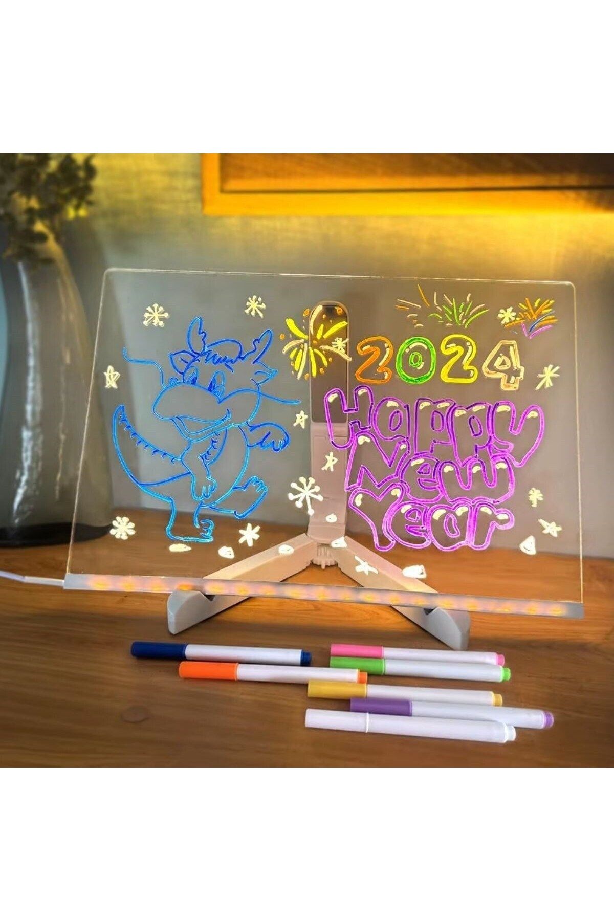 Emperium BUFFER® LED Işıklı Kendiliğinden Renkli Fosforlu Kalemli Dikdörtgen Yazı Panosu 20x30 cm