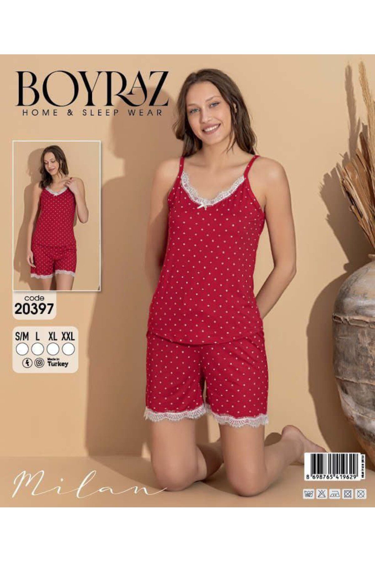 BOYRAZ Milan Kumaş İp Askılı Şortlu Yazlık Pijama Takımı