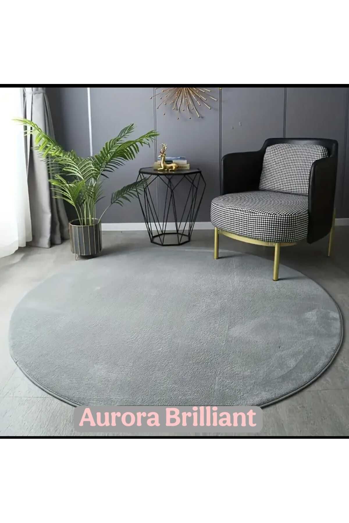 Aurora Brilliant YENİ NESİL PUFYY PELUŞ HALI YUVARLAK KESİM DOT TABAN YÜKSEK KALINLIK ISLAK ZEMİNLER İÇİNDE UYGUNDUR