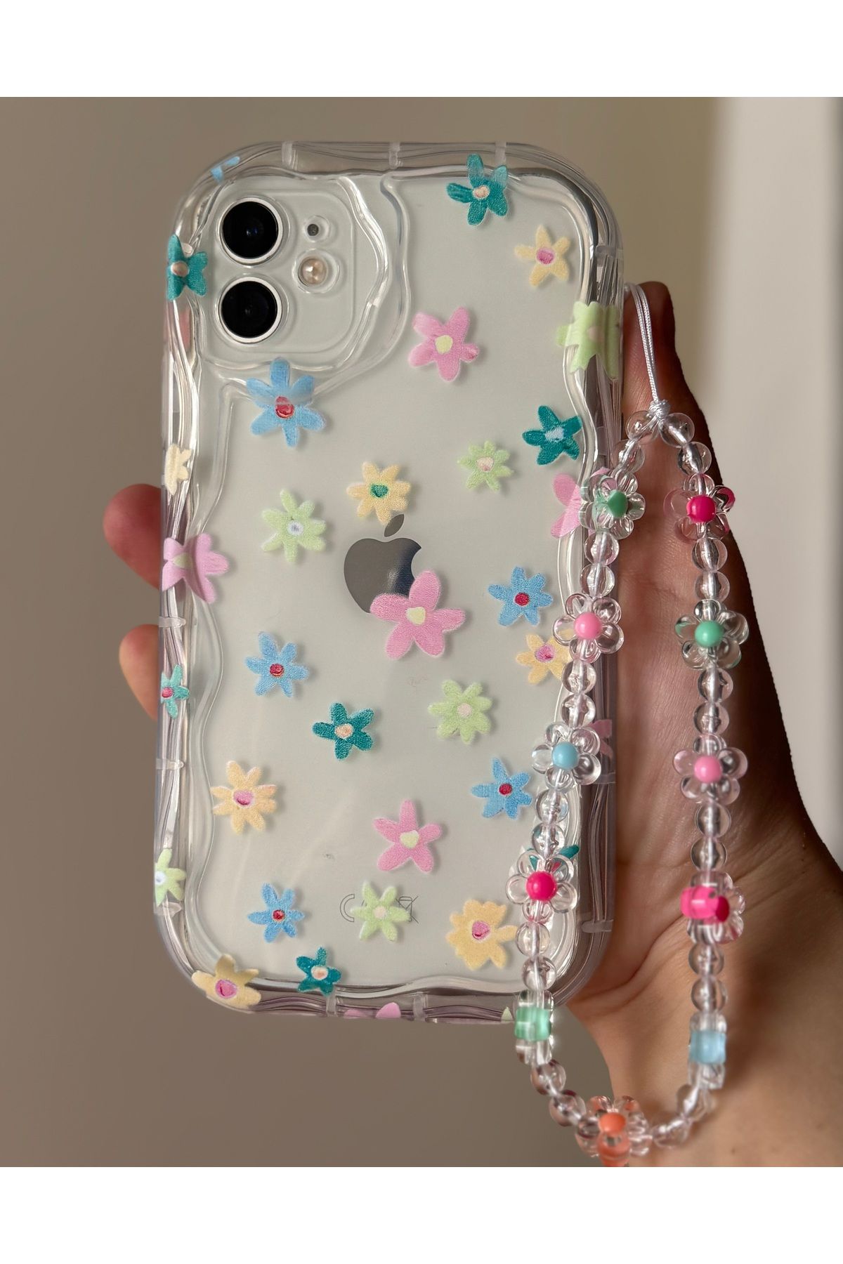 FİŞNEİLETİŞİM İPHONE 11 UYUMLU ÇİÇEK DESENLİ CHARMLI KILIF