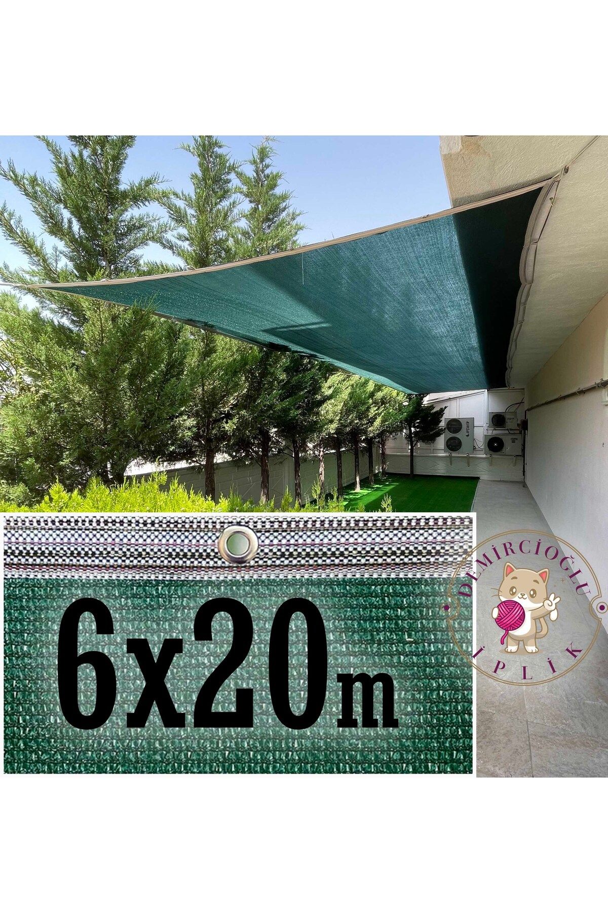 Demircioğlu İplik Gölgelik File 6 Metre'lik Seri- Gerçek %95 Sıklıkta- Kordon-kuşgözü - Branda-gölgelik file