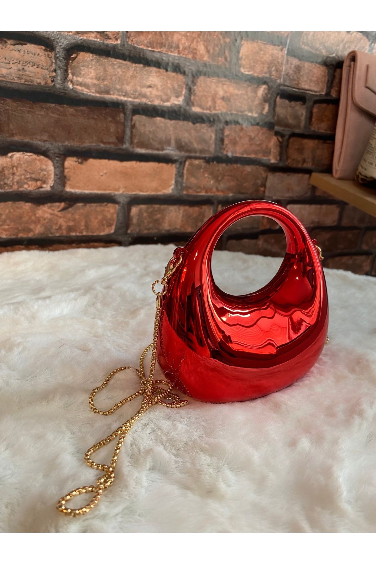 eladabags Mini boy kırmızı zincir askılı çanta