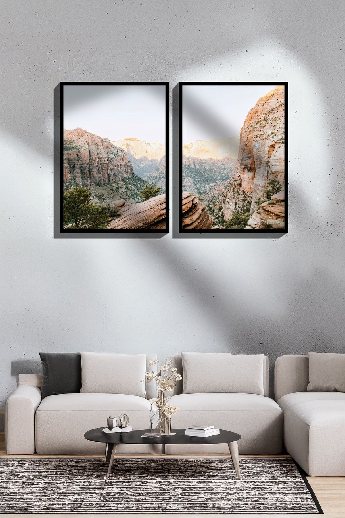 Artavessa 2 Parça Gerçek Siyah Renkli Çerçeveli Tablo Seti - Model 28