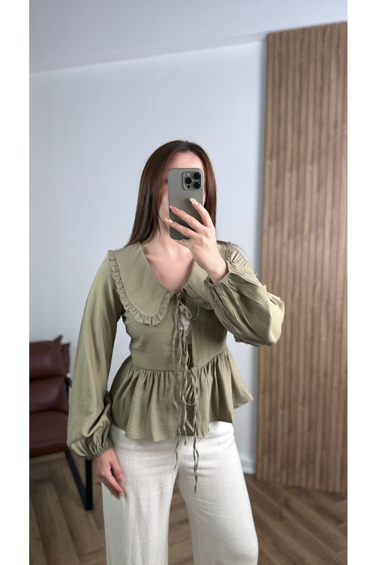 songül özdeş Yeni Sezon Bebe Yaka Bağlamalı Gömlek